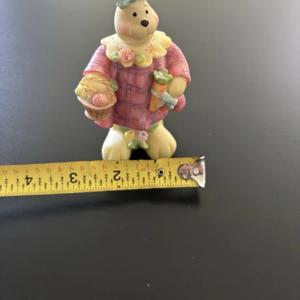 Tan Easter Bunny Statue Pink‎ Dress w/ Basket + Carrot 4
